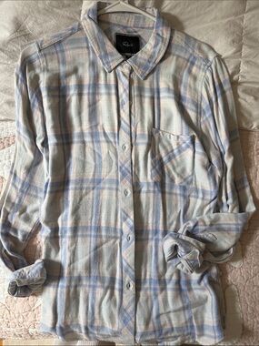 Rails Men’s Plaid Button-Down Shirt in Light Blue and Cream